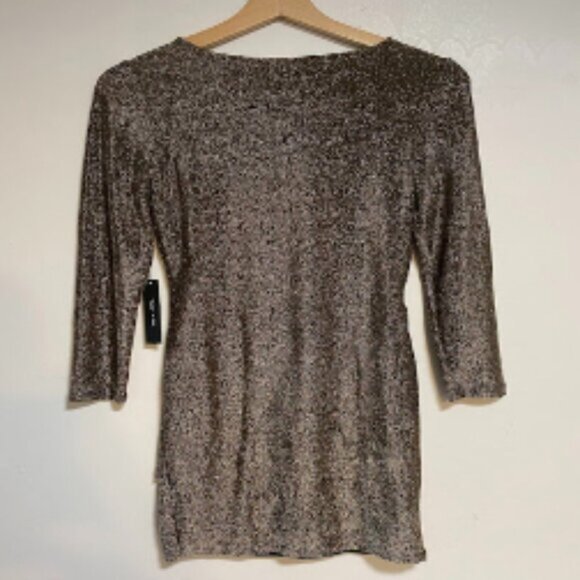 Tahari Metallic Bronze Long-sleeve Women's Ruched Mini Dress Size S NWT - Picture 8 of 12